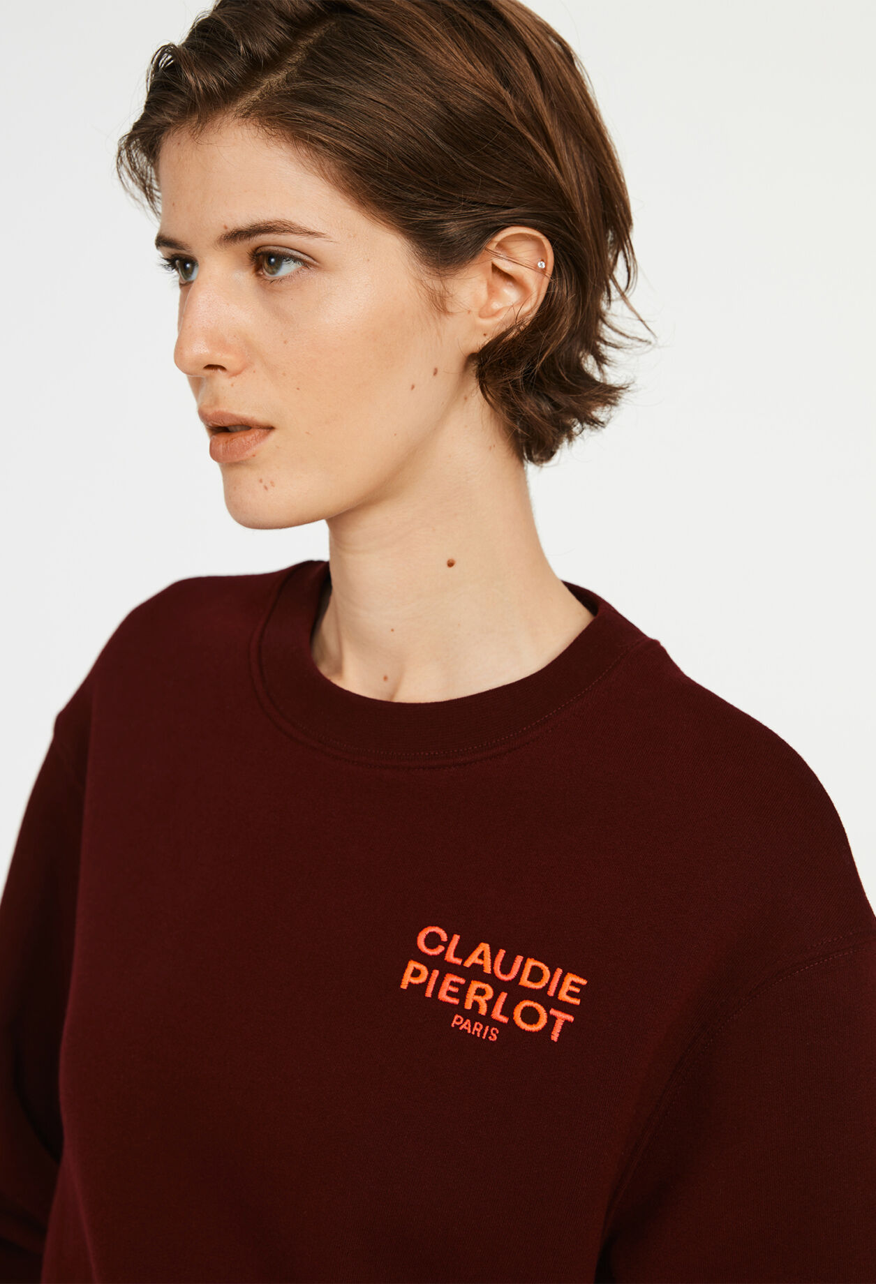 Sudadera burdeos recta con logotipo