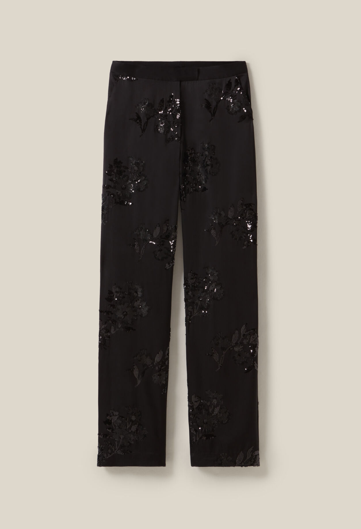 Pantalón negro lentejuelas bordadas