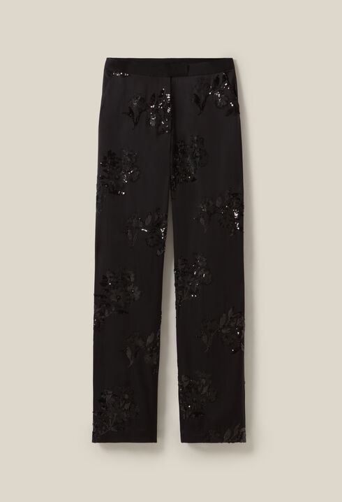 Pantalón negro lentejuelas bordadas