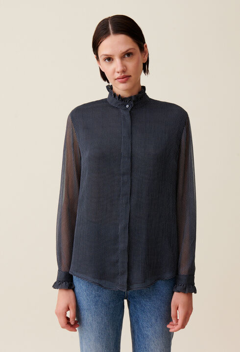 Camisa fluida a cuadros pequeños