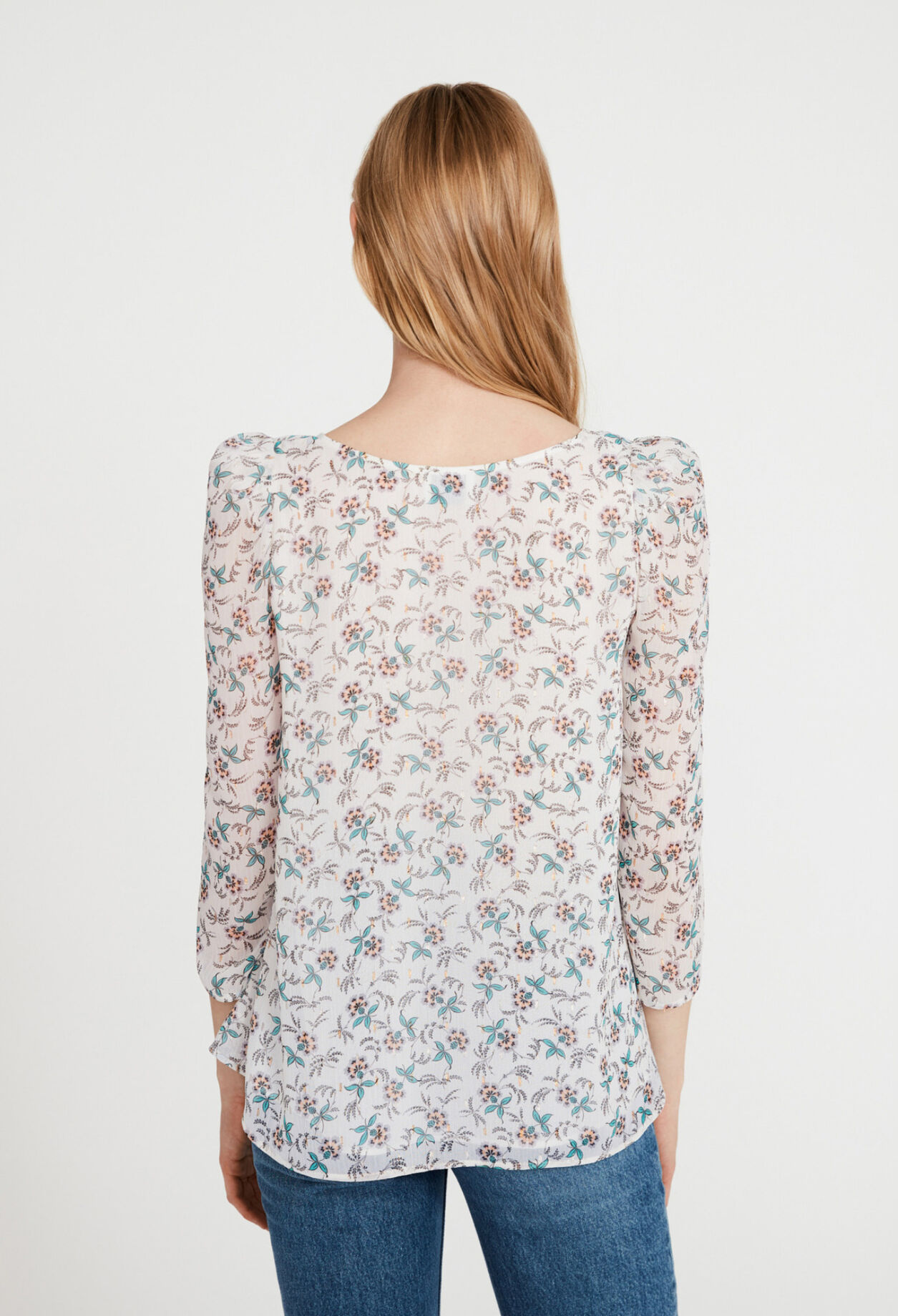 Camisa con estampado de flores de lúrex