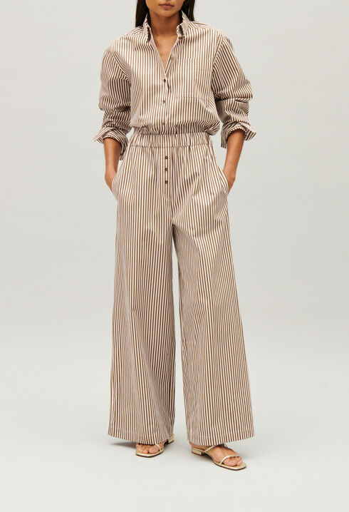 Pantal&oacute;n a rayas en bronce