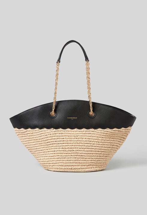 Bolso tote cuero y tejido trenzado