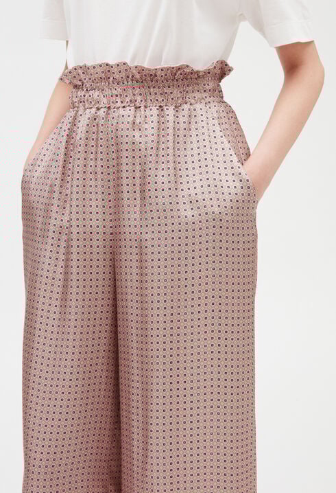 Pantalón ancho de seda en rosa