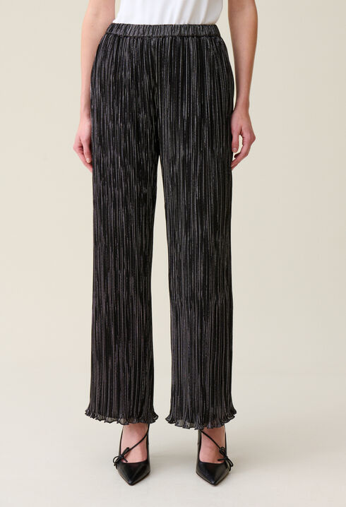 Pantalón fluido plisado plateado
