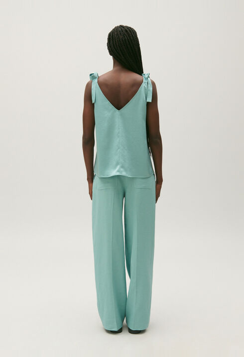 Top satinado verde agua