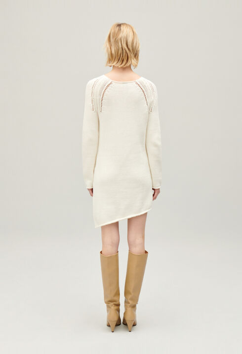 Vestido corto asim&eacute;trico punto crudo