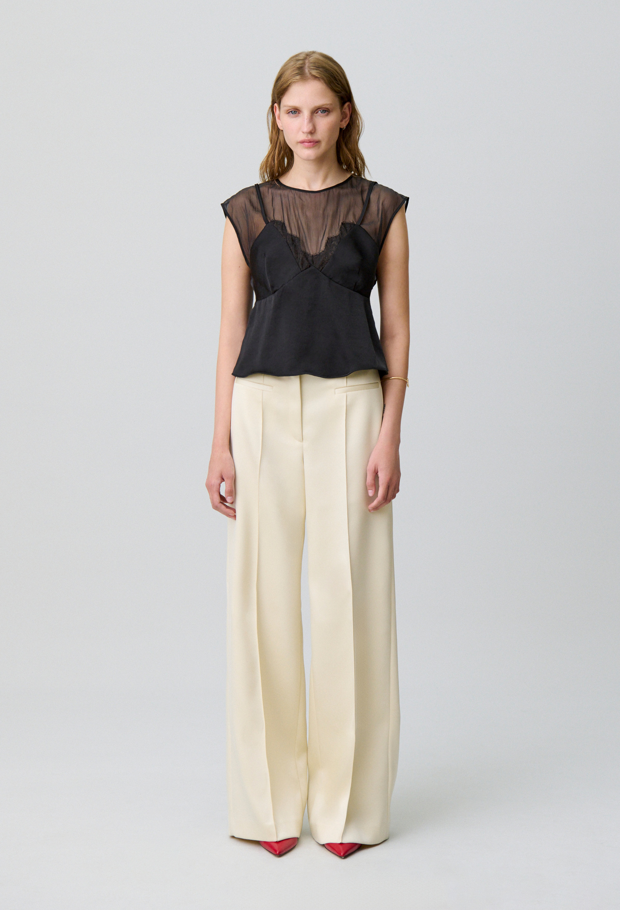 Top fluido detalles encaje - Mujer - Negro - Claudie Pierlot