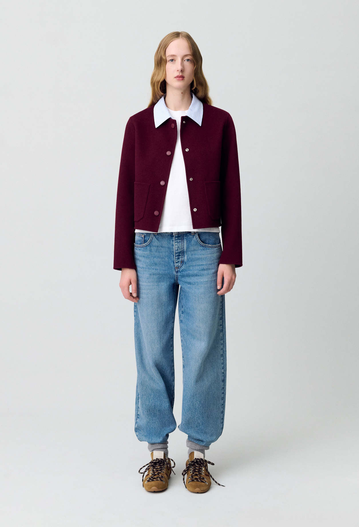 Chaqueta corta de lana - Mujer - Burgundy - Claudie Pierlot