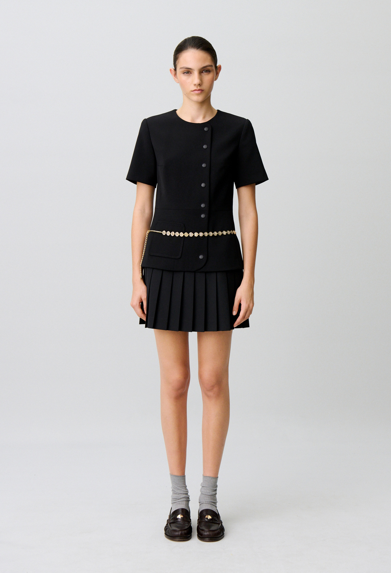 Vestido corto bajo plisado peplum - Mujer - Negro - Claudie Pierlot