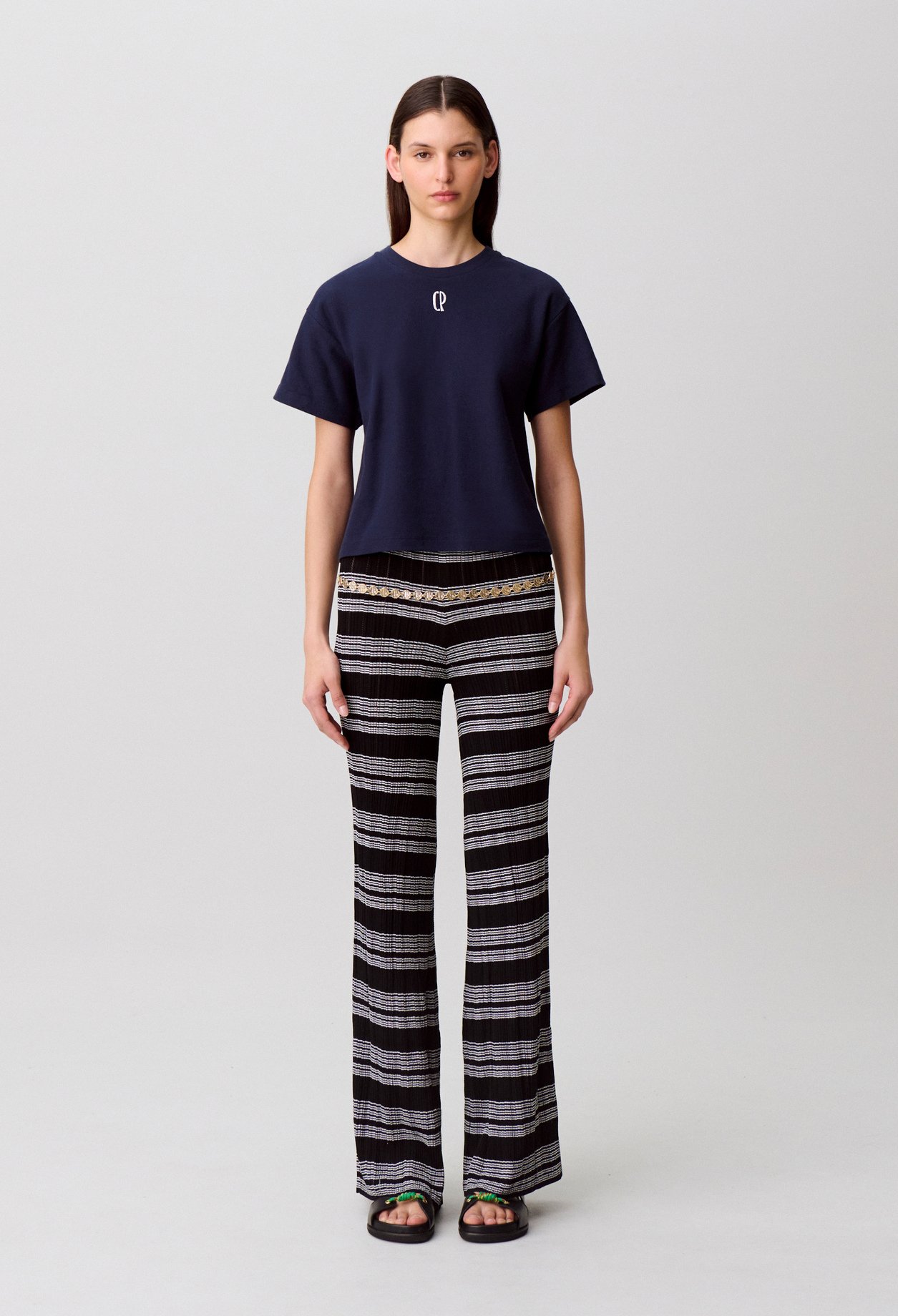 Camiseta de algodón bordada - Mujer - Marina - Claudie Pierlot