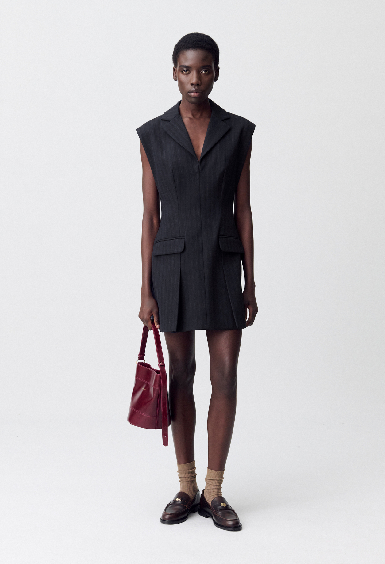 Vestido corto entallado plisado - Mujer - Dos tonos - Claudie Pierlot