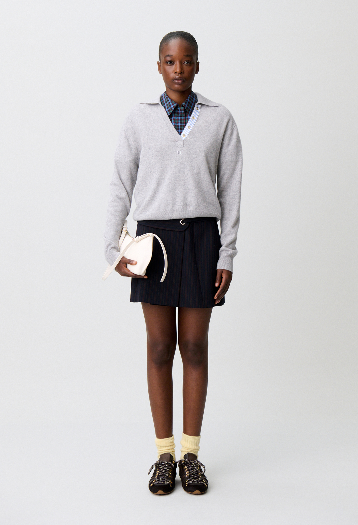 Jersey de lana con cuello de polo - Mujer - Antracita - Claudie Pierlot