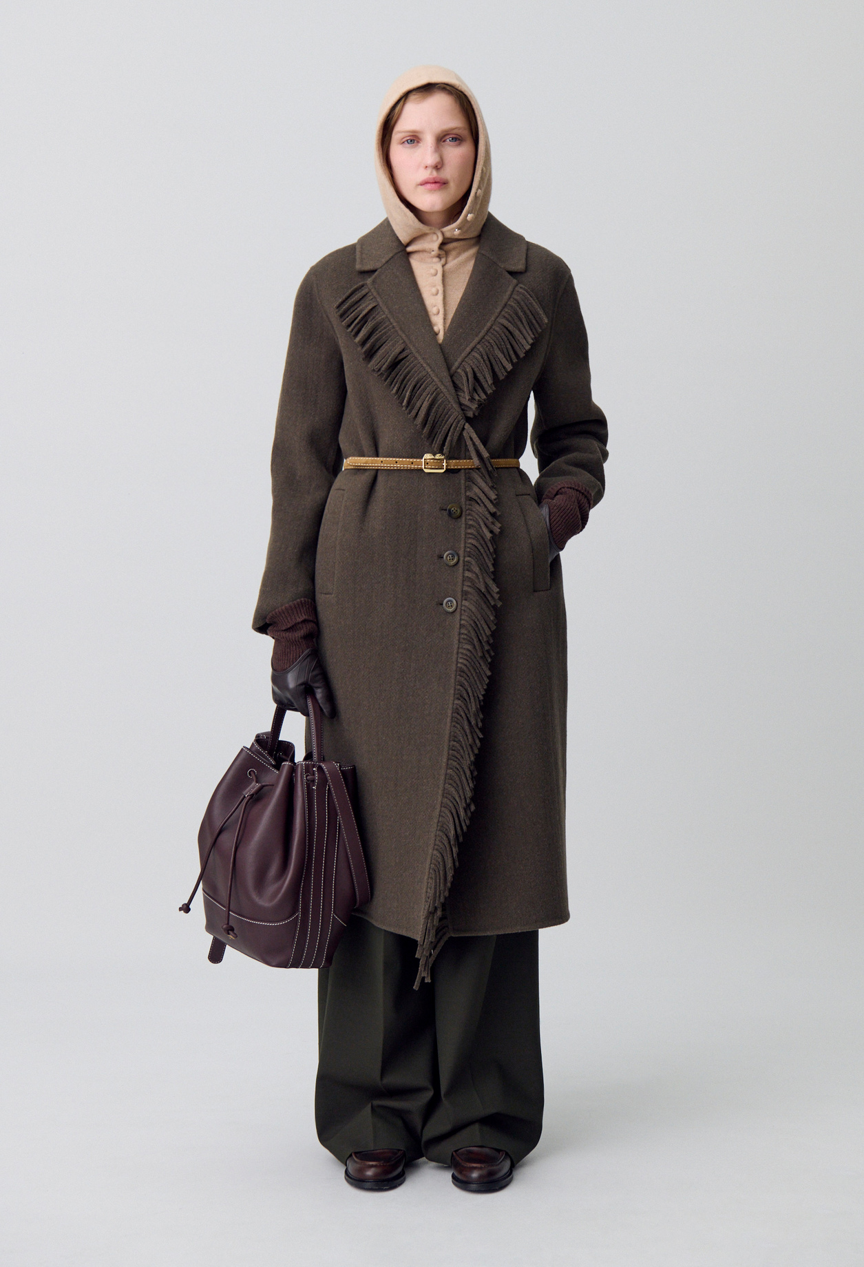Abrigo largo con flecos - Mujer - Caqui - Claudie Pierlot