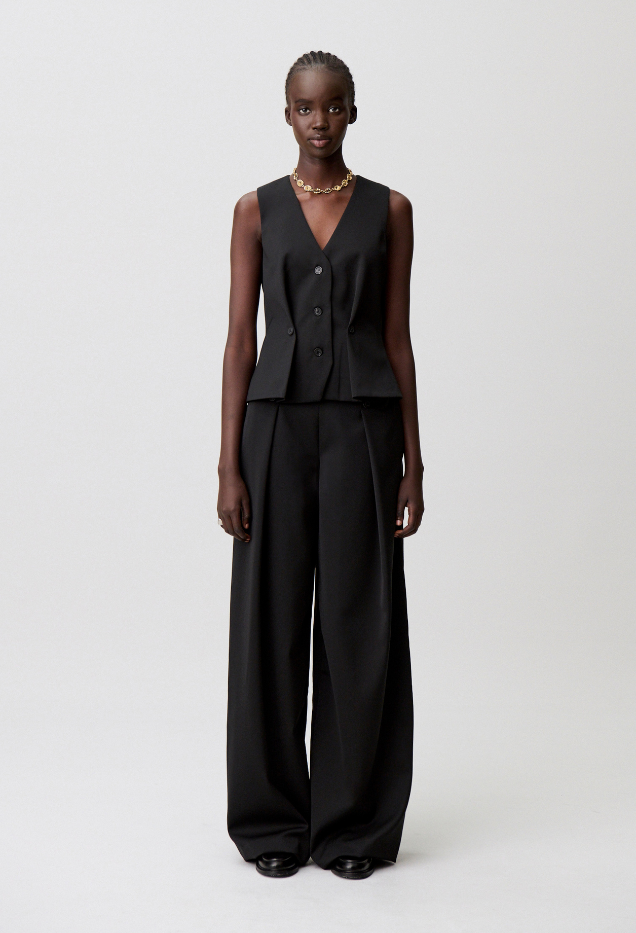 Pantalón ancho de mezcla de lana - Mujer - Negro - Claudie Pierlot