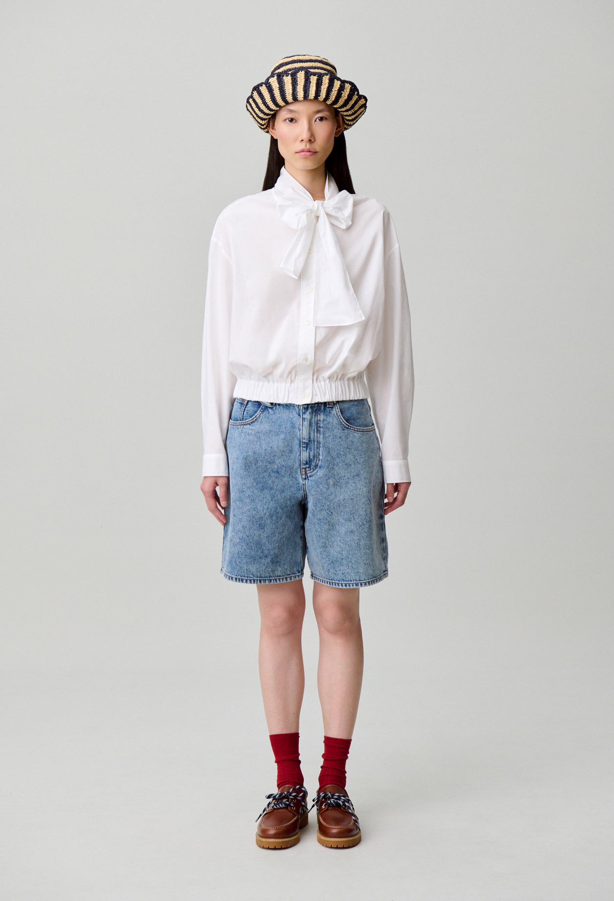 Camisa popelín cuello lazada - Mujer - Blaco - Claudie Pierlot