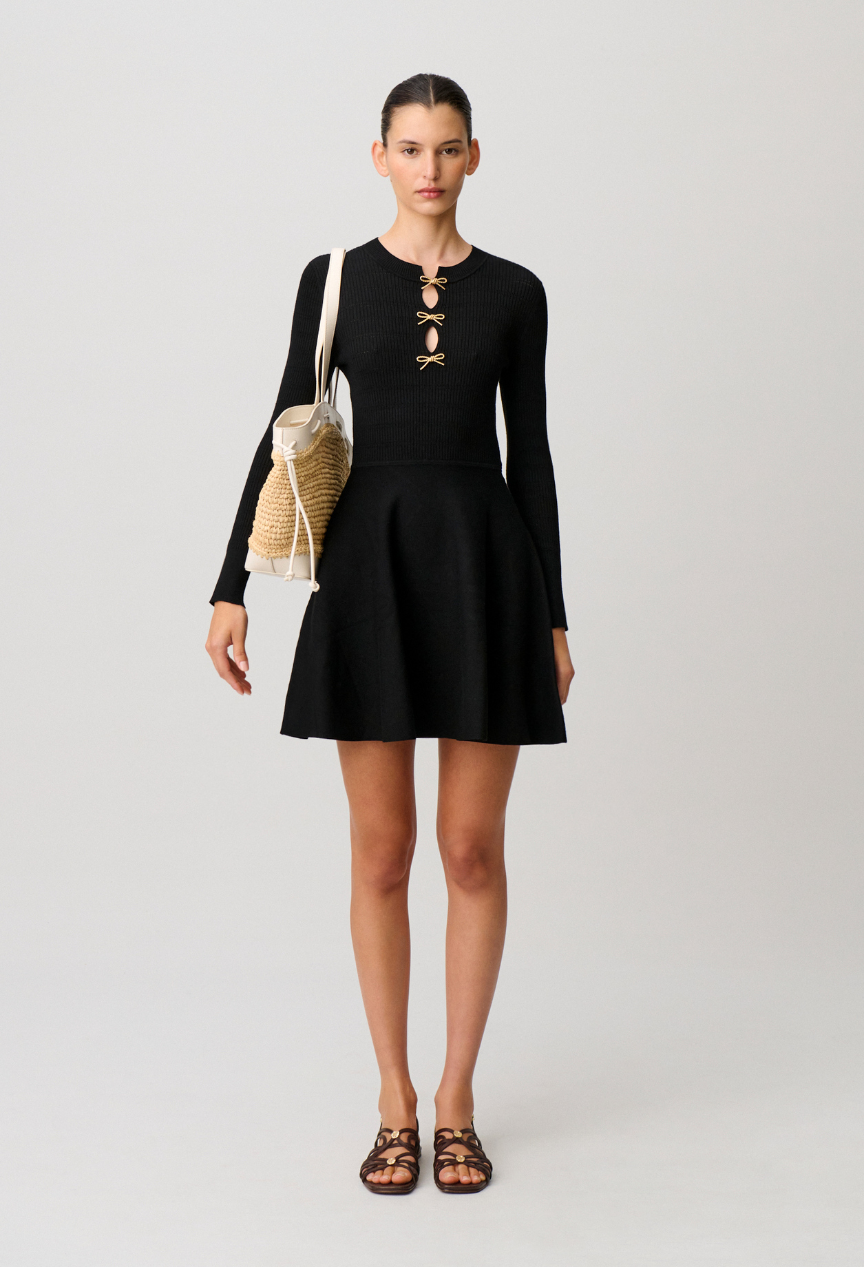 Vestido corto de punto con nudos - Mujer - Negro - Claudie Pierlot