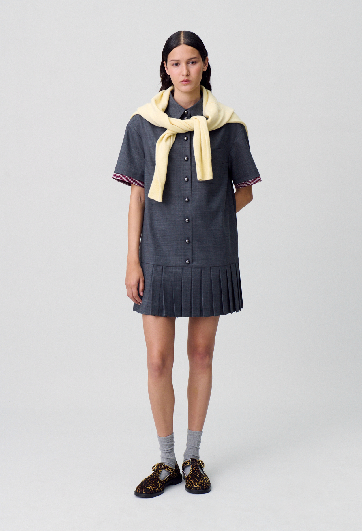 Vestido corto plisado - Mujer - Antracita - Claudie Pierlot