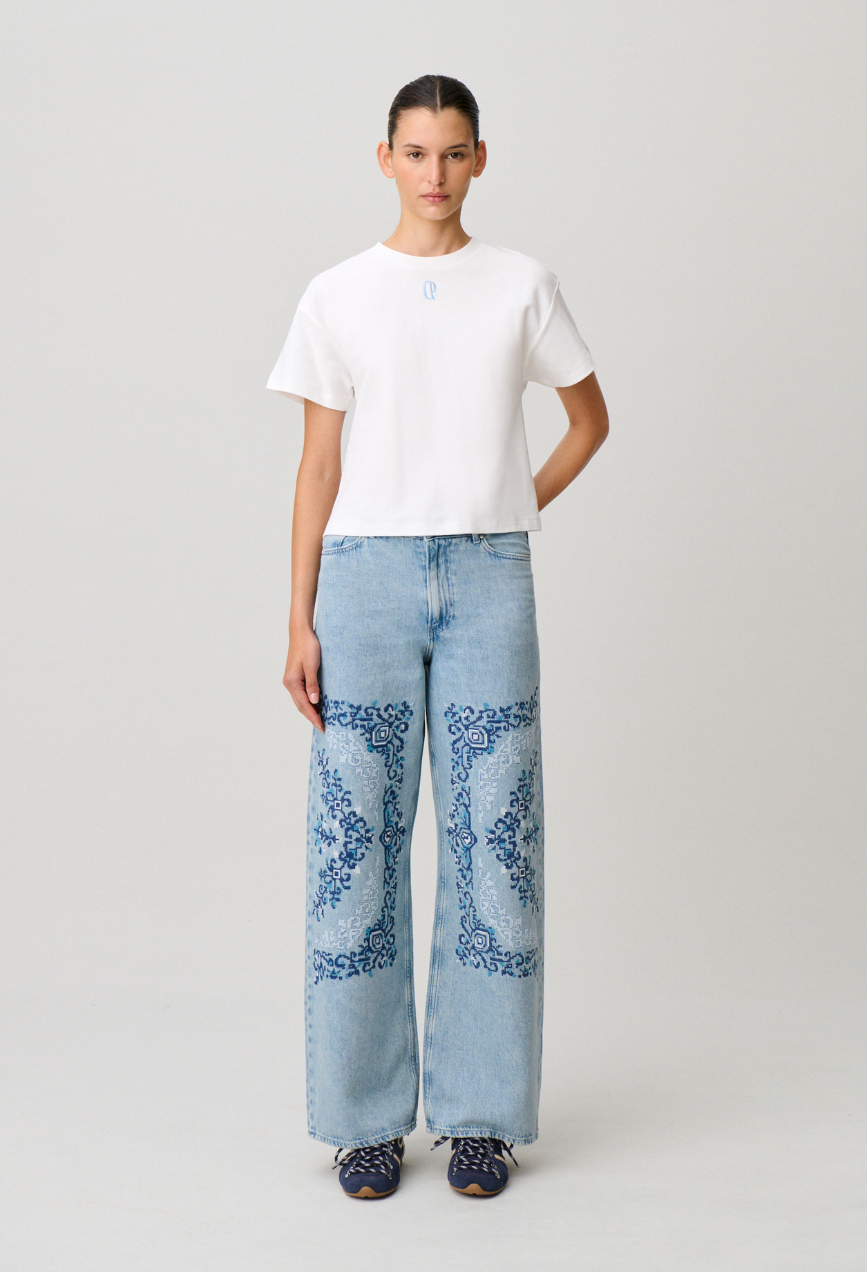 Camiseta de algodón bordada - Mujer - Crudo - Claudie Pierlot