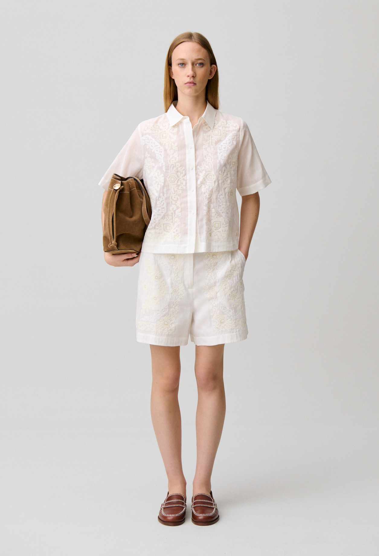 Short bordado de algodón y ramio - Mujer - Crudo - Claudie Pierlot