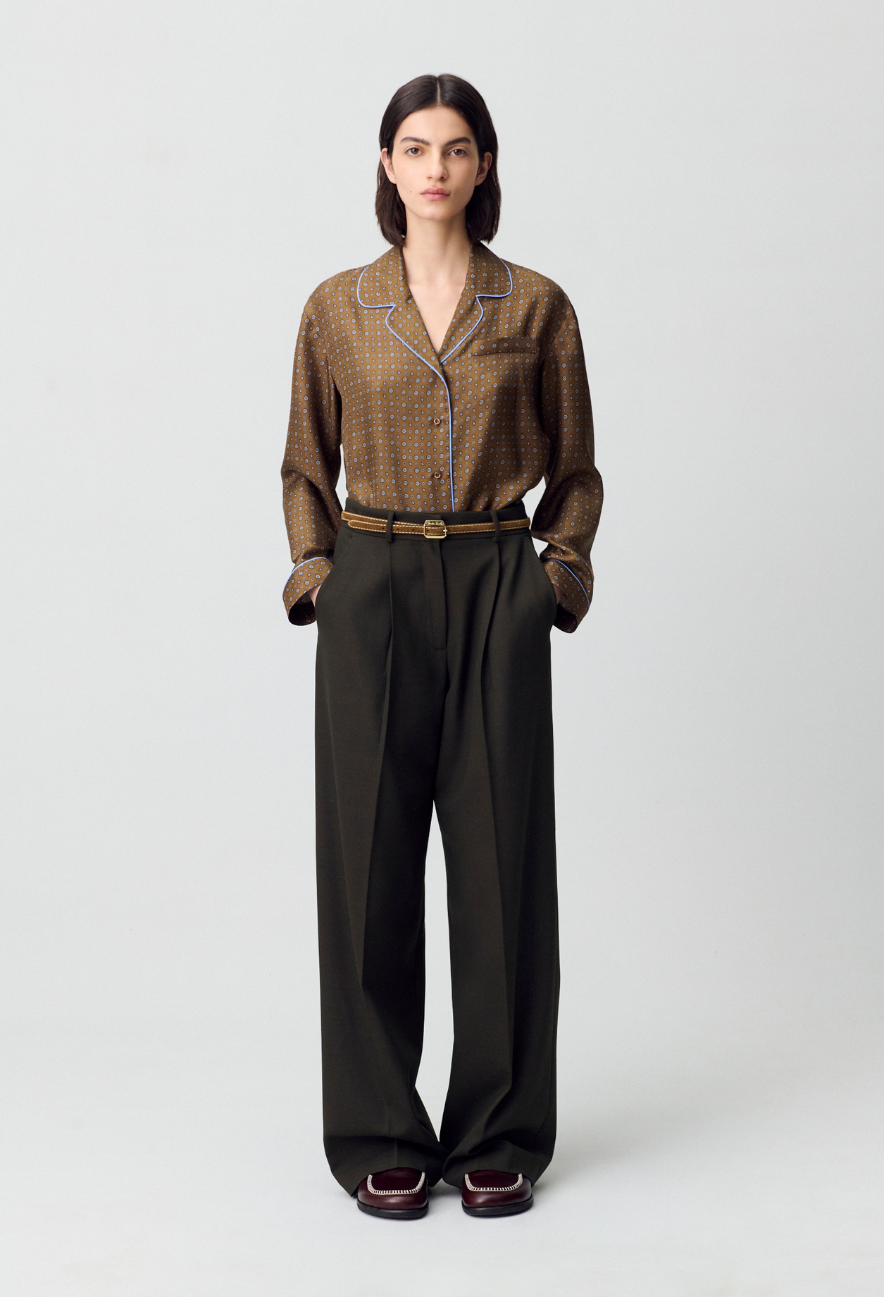 Blusa de seda estampada - Mujer - Cravate Castaño - Claudie Pierlot