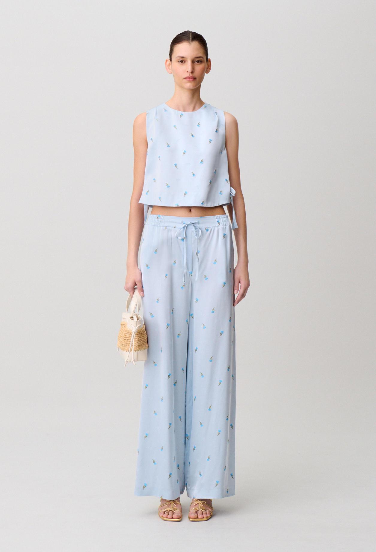 Pantalón ligero satinado - Mujer - Ciel - Claudie Pierlot