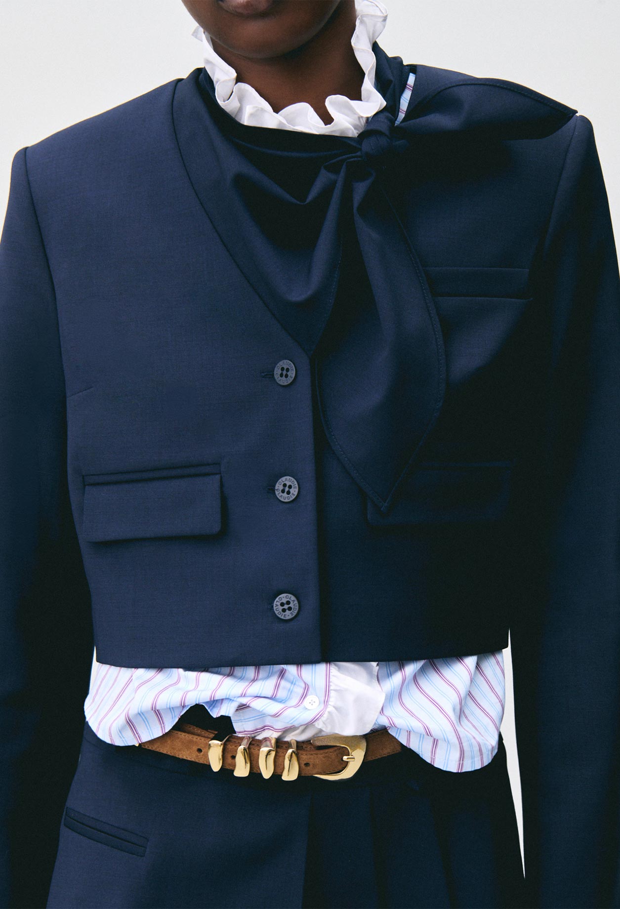 Chaqueta caja mezcla de lana - Mujer - Marina - Claudie Pierlot