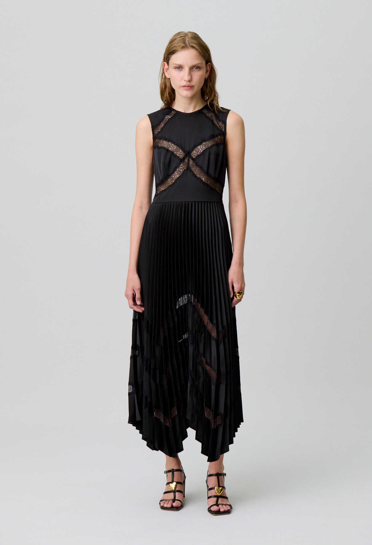 Vestido largo satinado plisado - Mujer - Negro - Claudie Pierlot
