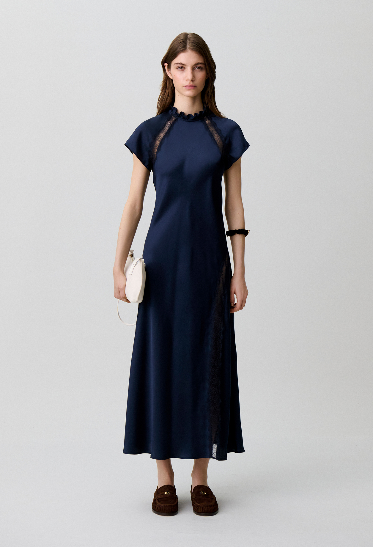 Vestido satinado cuello victoriano - Mujer - Marina - Claudie Pierlot