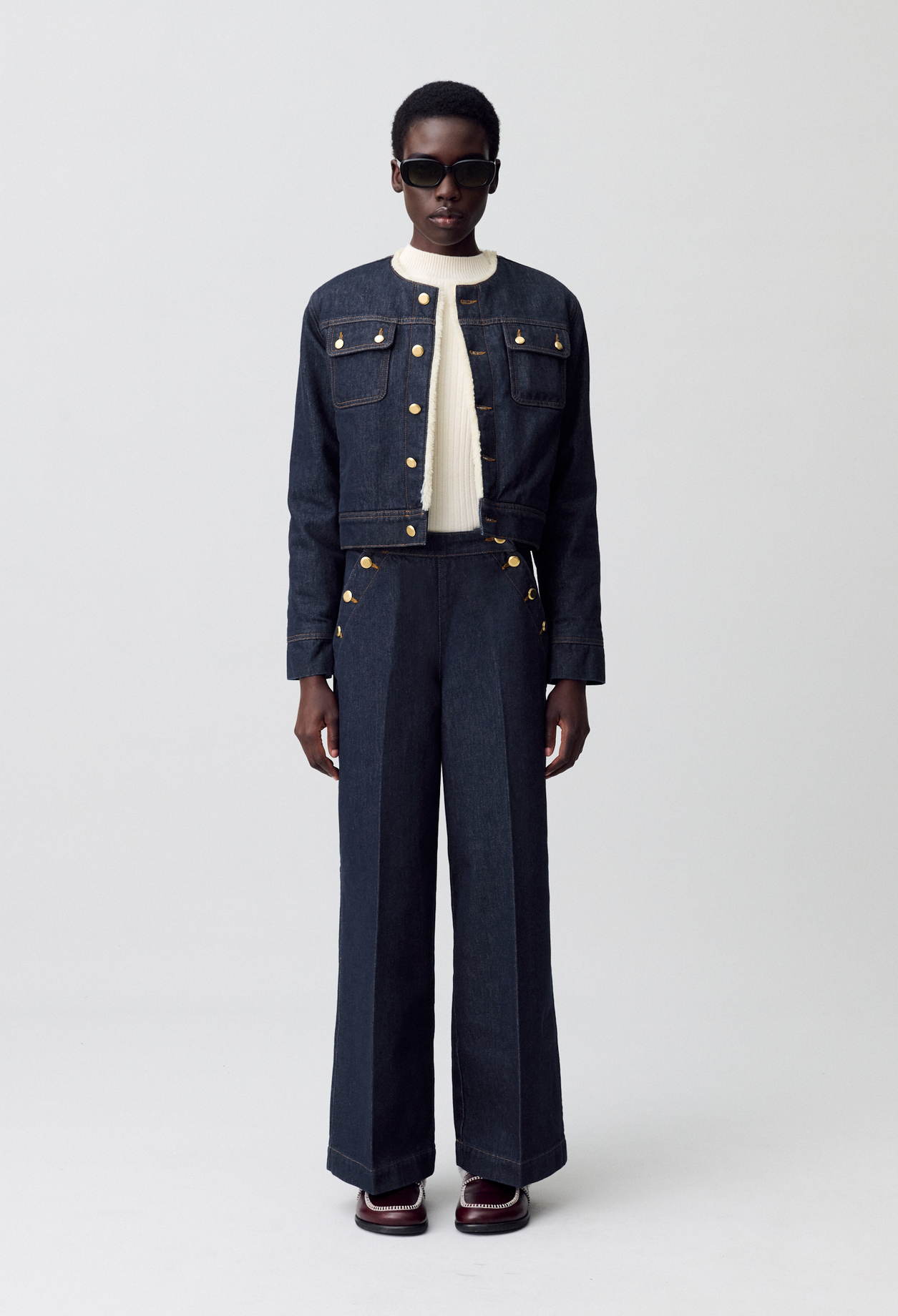 Chaqueta vaquera con piel sintética - Mujer - Vaquero bruto - Claudie Pierlot