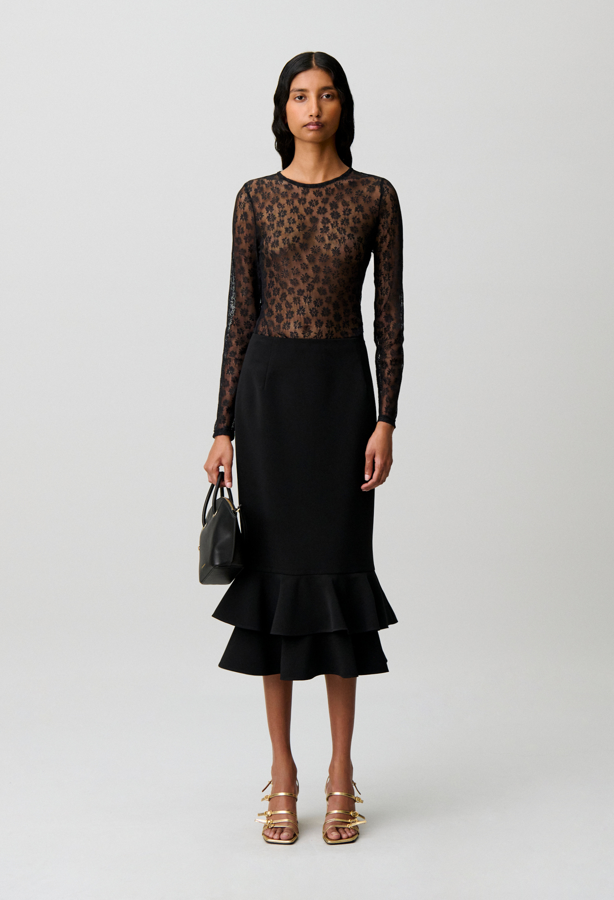 Camiseta manga larga de encaje - Mujer - Negro - Claudie Pierlot