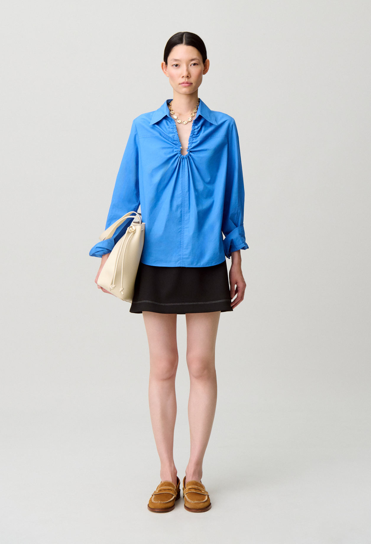 Blusa ancha con escote - Mujer - Bleu office - Claudie Pierlot