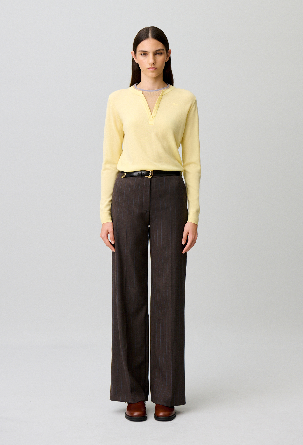 Pantalón recto lana mezcla a rayas - Mujer - Dos tonos - Claudie Pierlot