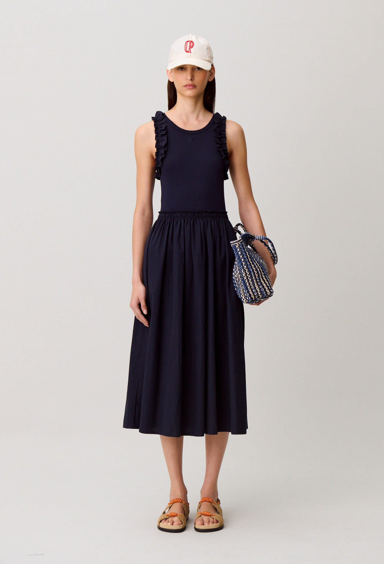 Vestido bimaterial de algodón - Mujer - Marina - Claudie Pierlot