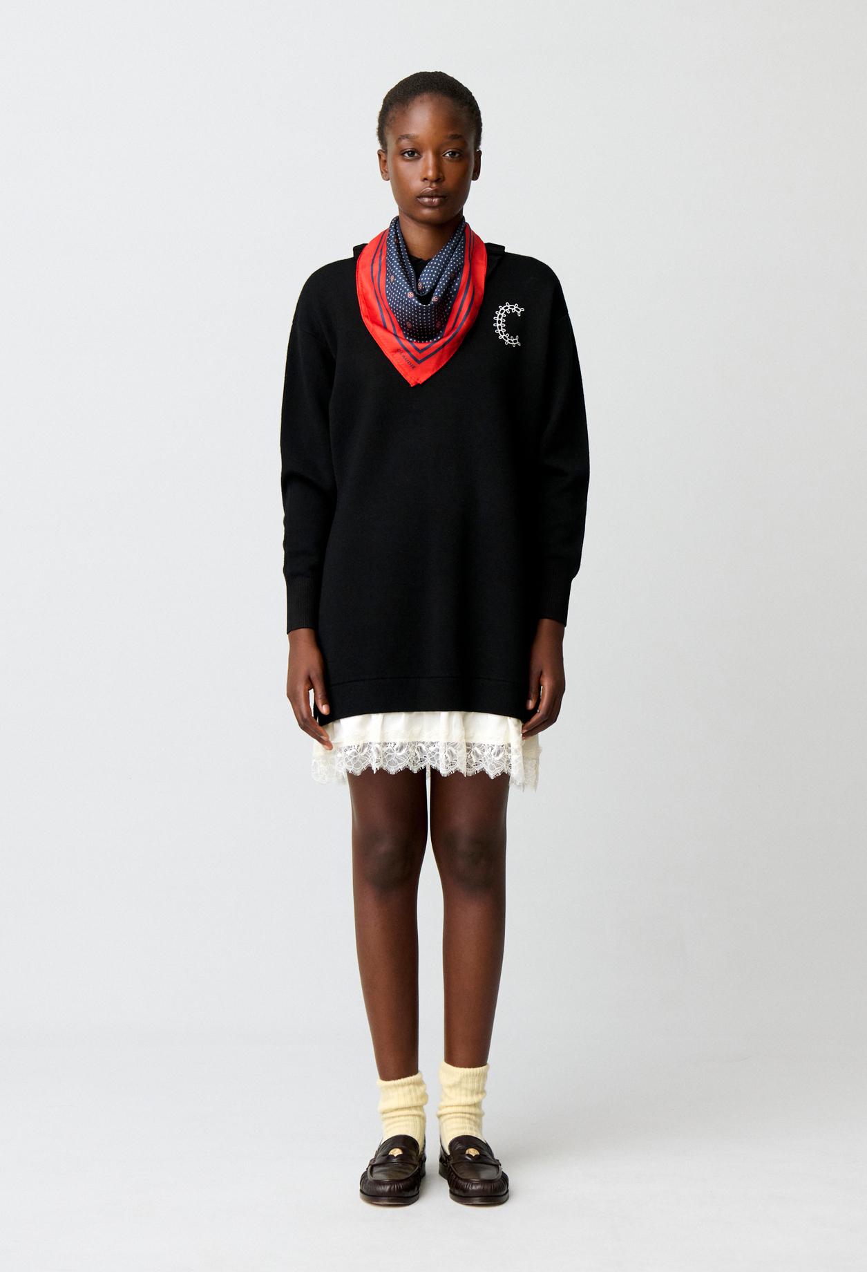 Vestido jersey satén y encaje - Mujer - Dos tonos - Claudie Pierlot