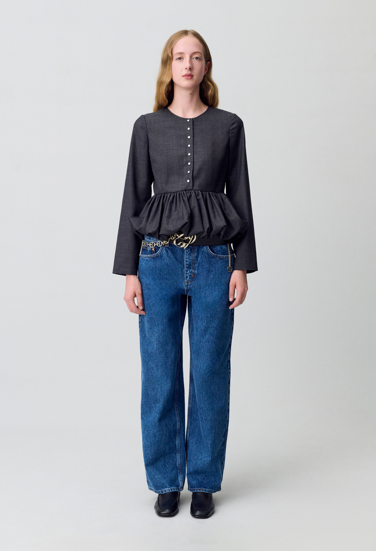 Top peplum - Mujer - Gris jaspeado - Claudie Pierlot