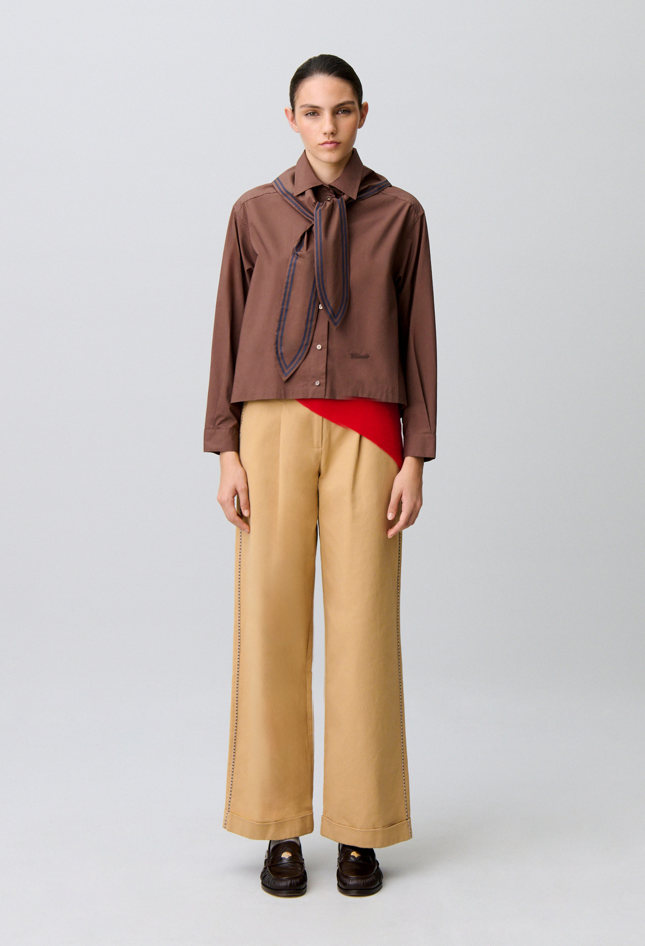 Camisa de popelín de algodón - Mujer - Castaño - Claudie Pierlot