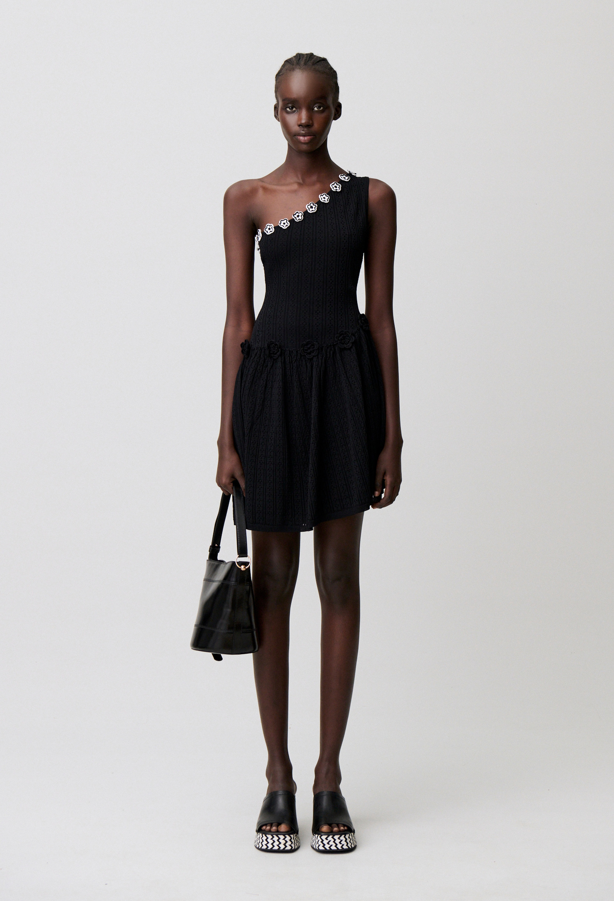 Vestido de punto con flores crochet - Mujer - Dos tonos - Claudie Pierlot