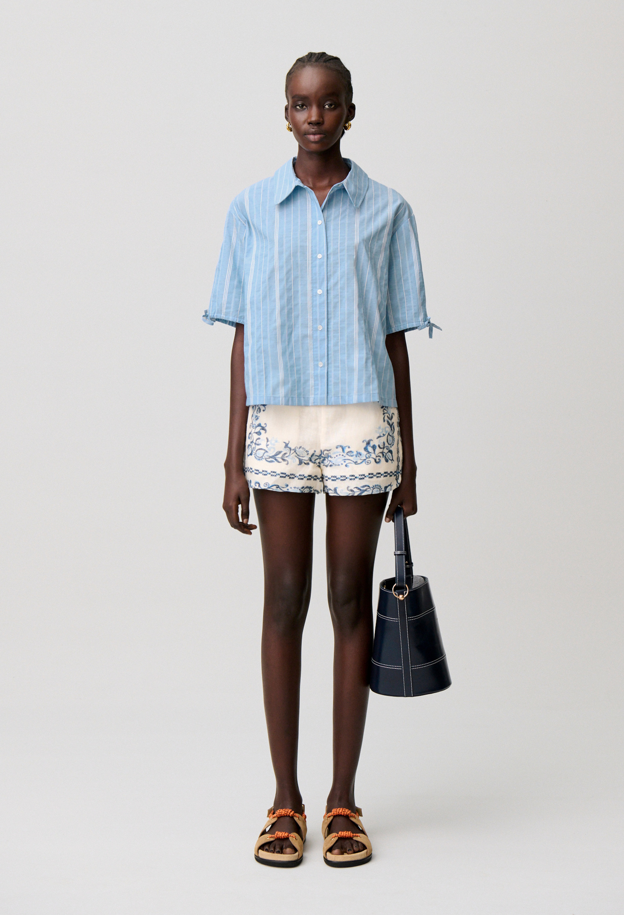 Camisa de rayas cuello Claudine - Mujer - Dos tonos - Claudie Pierlot