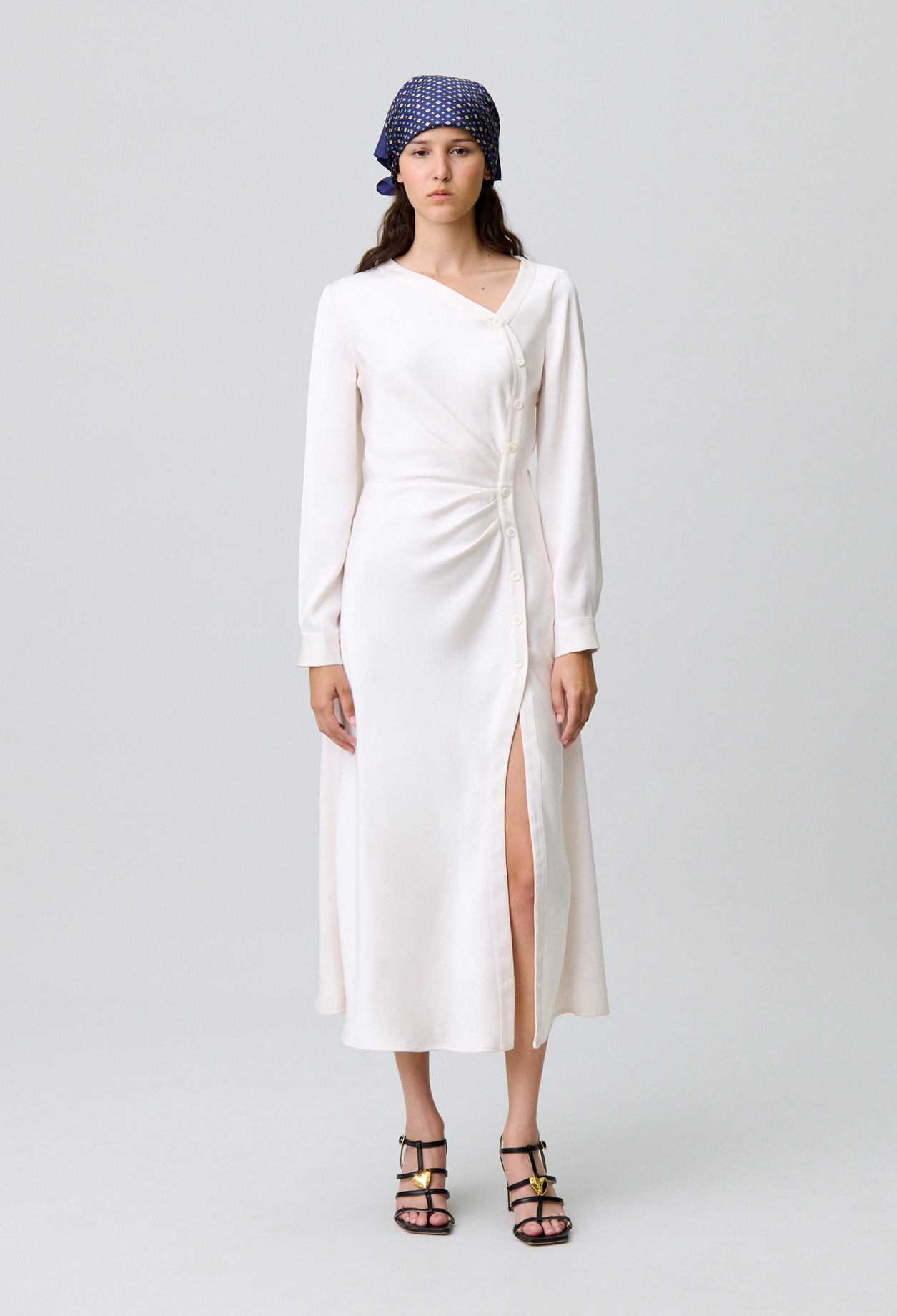 Vestido largo satinado fluido - Mujer - Marfil - Claudie Pierlot