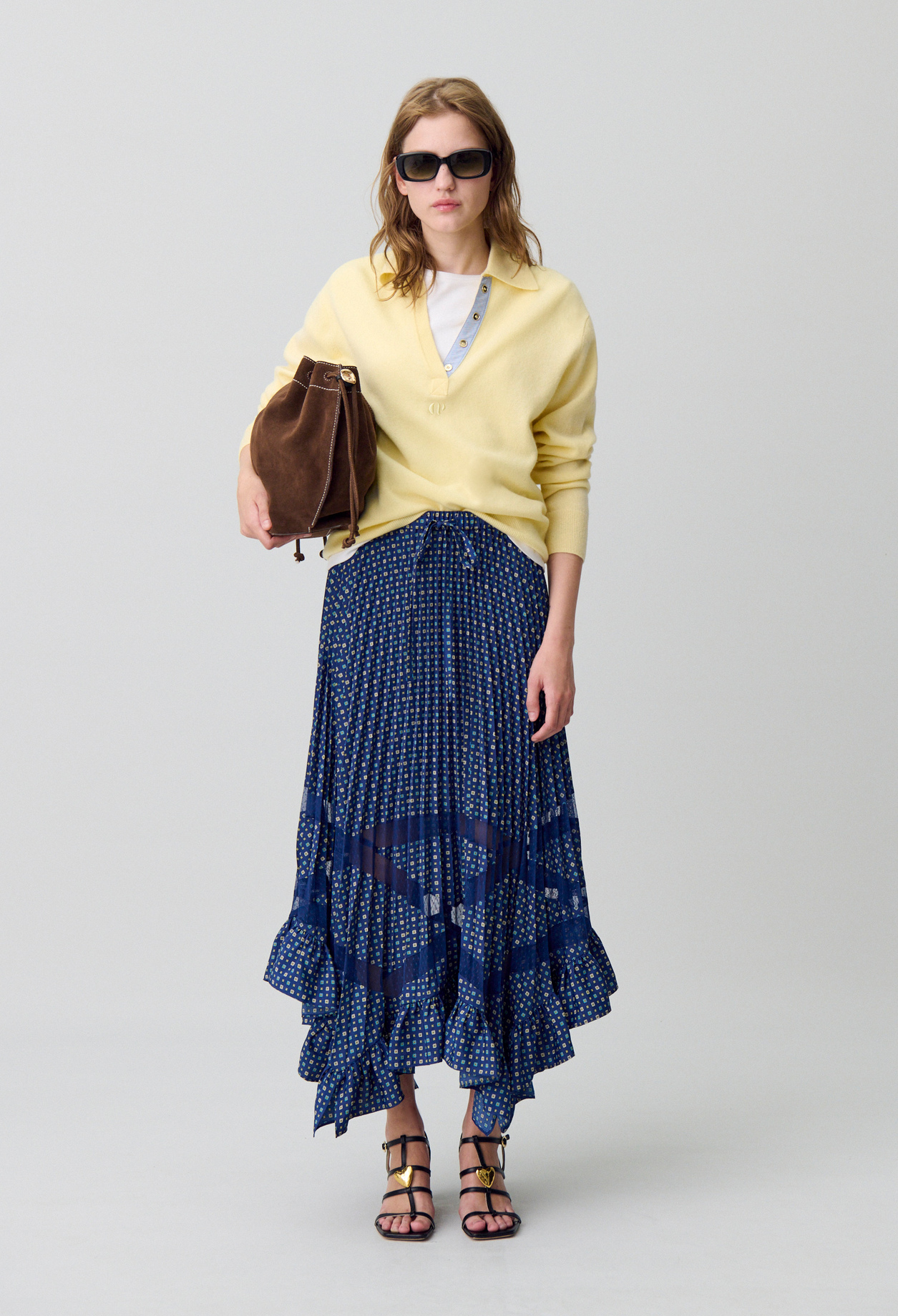 Falda larga plisada estampada - Mujer - Estampado oscuro - Claudie Pierlot