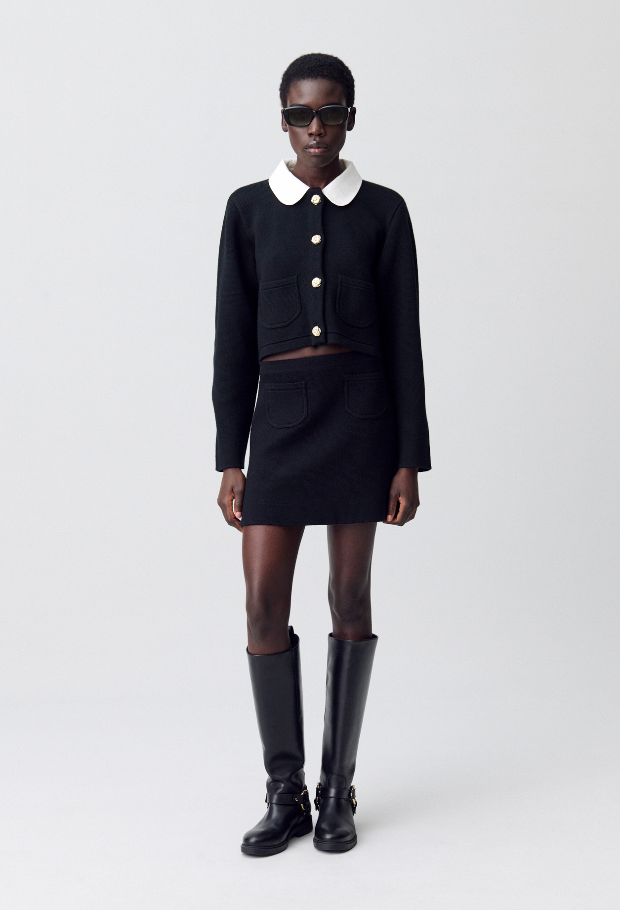 Falda corta trapecio de punto - Mujer - Negro - Claudie Pierlot