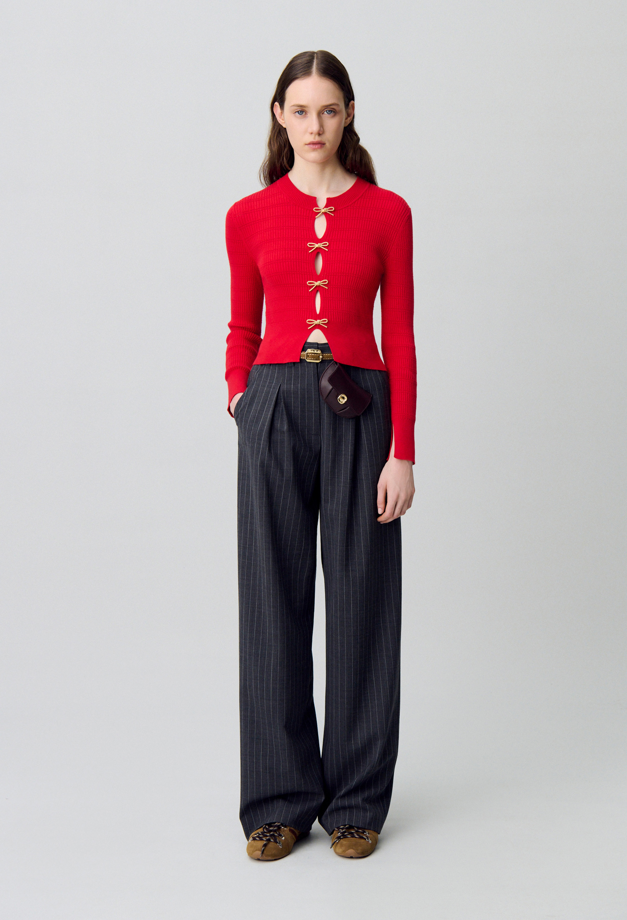 Jersey de punto fino con lazos - Mujer - Rojo - Claudie Pierlot