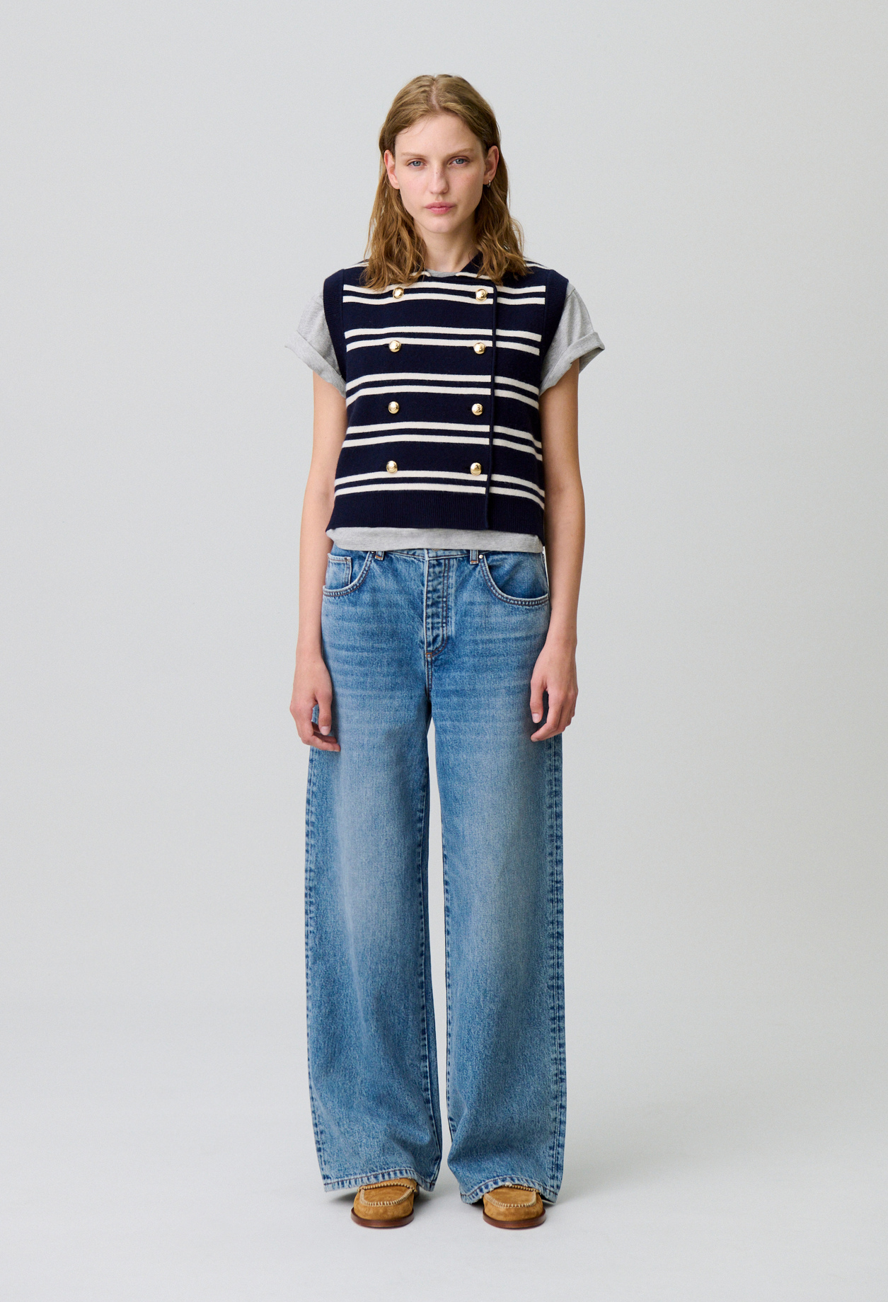 Cardigan de rayas sin mangas - Mujer - Dos tonos - Claudie Pierlot