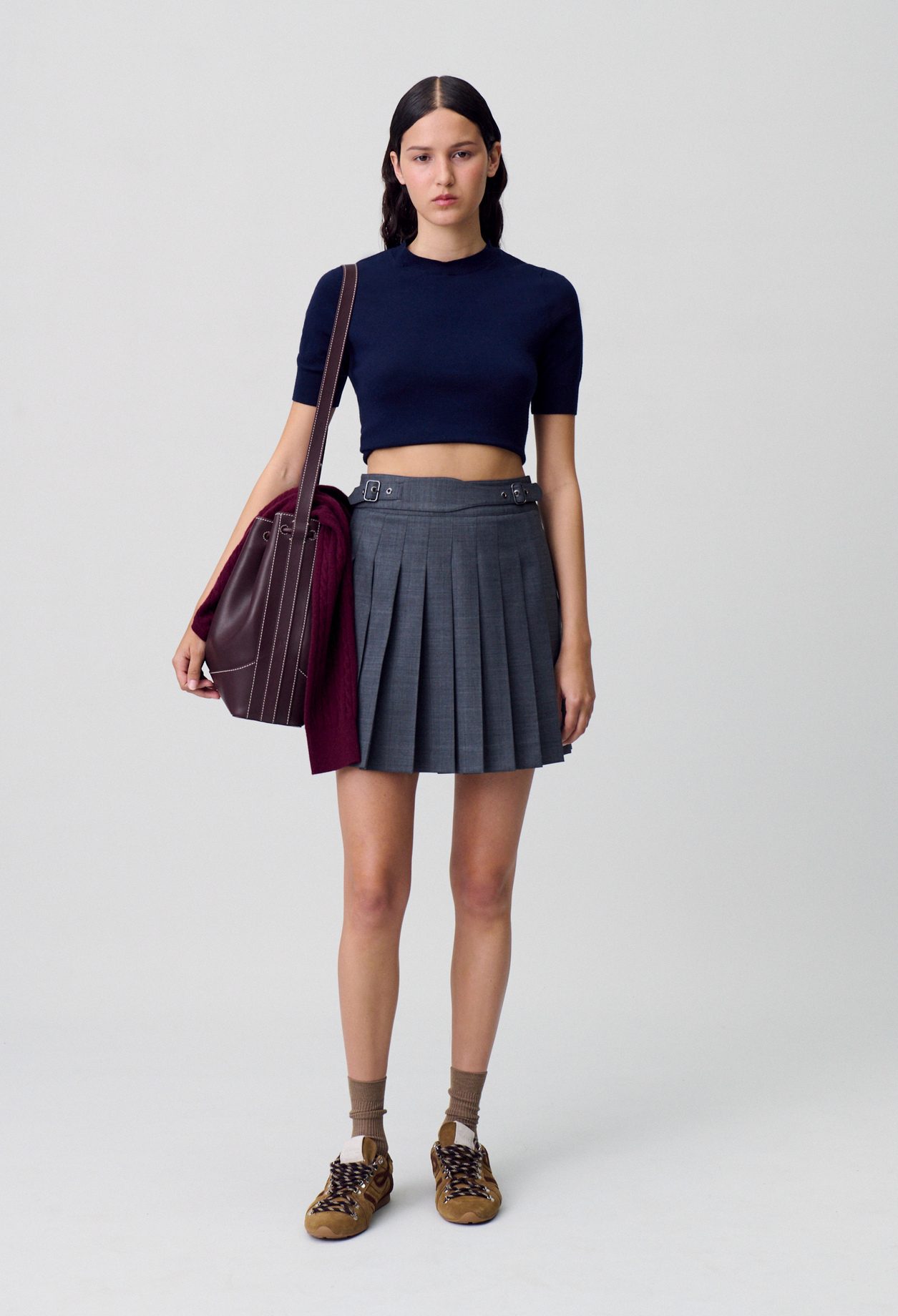 Falda corta plisada - Mujer - Antracita - Claudie Pierlot