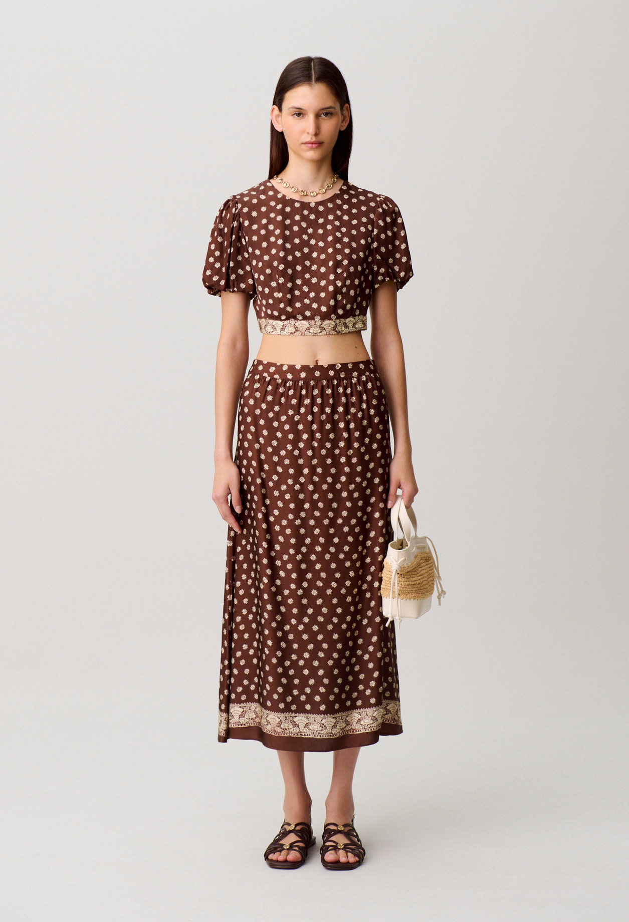 Top satinado espalda descubierta - Mujer - Estampado oscuro - Claudie Pierlot