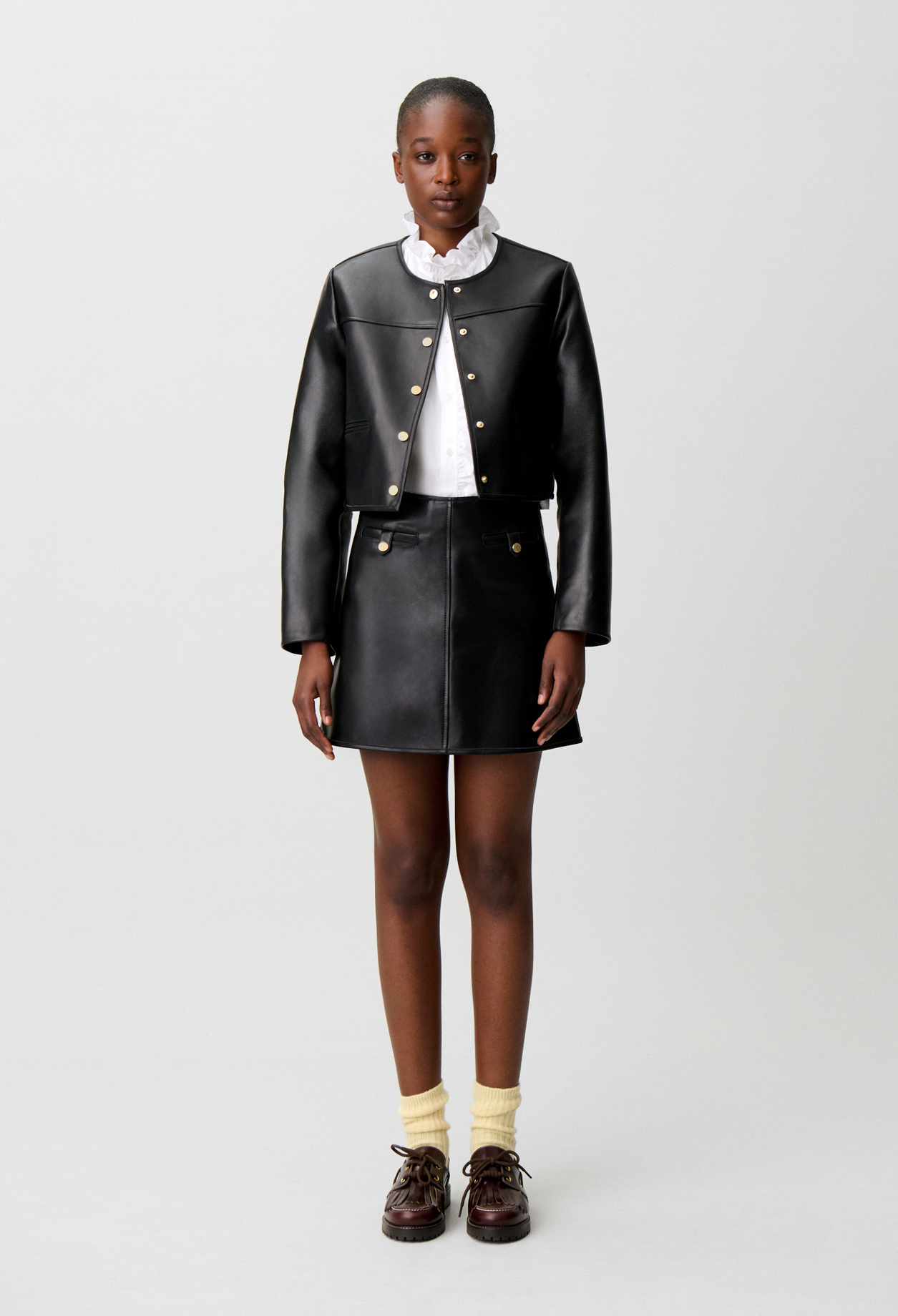 Falda corta de cuero - Mujer - Negro - Claudie Pierlot