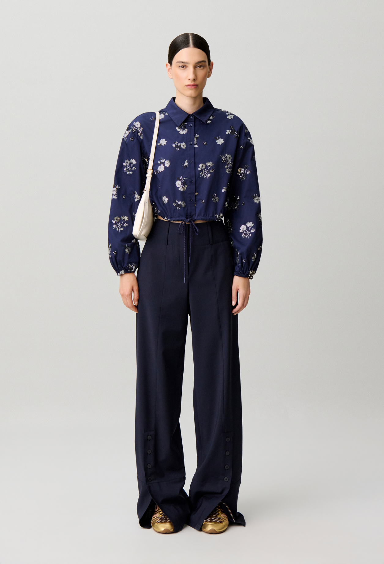 Camisa corta con estampado floral - Mujer - Marina - Claudie Pierlot