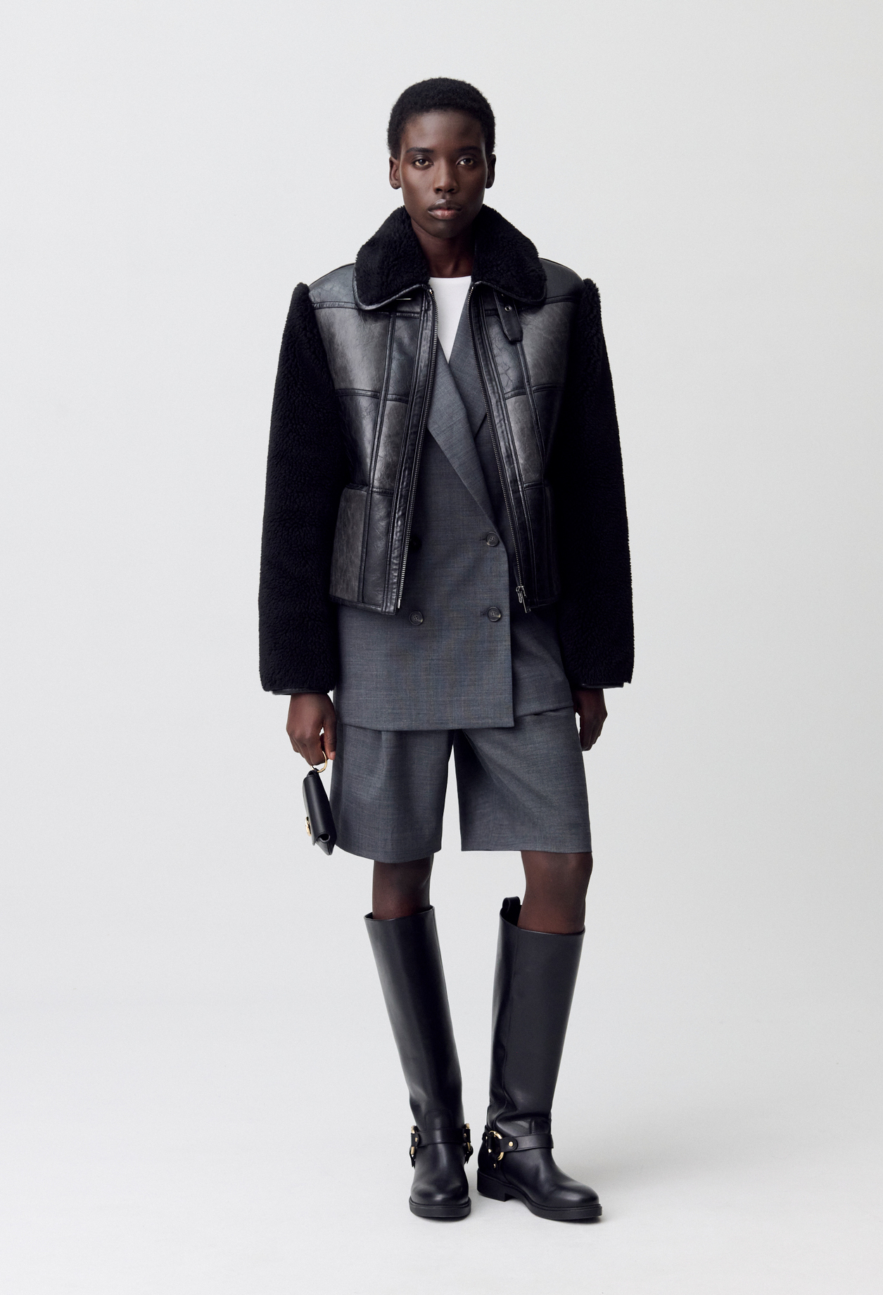 Cazadora de dos tejidos - Mujer - Negro gris - Claudie Pierlot