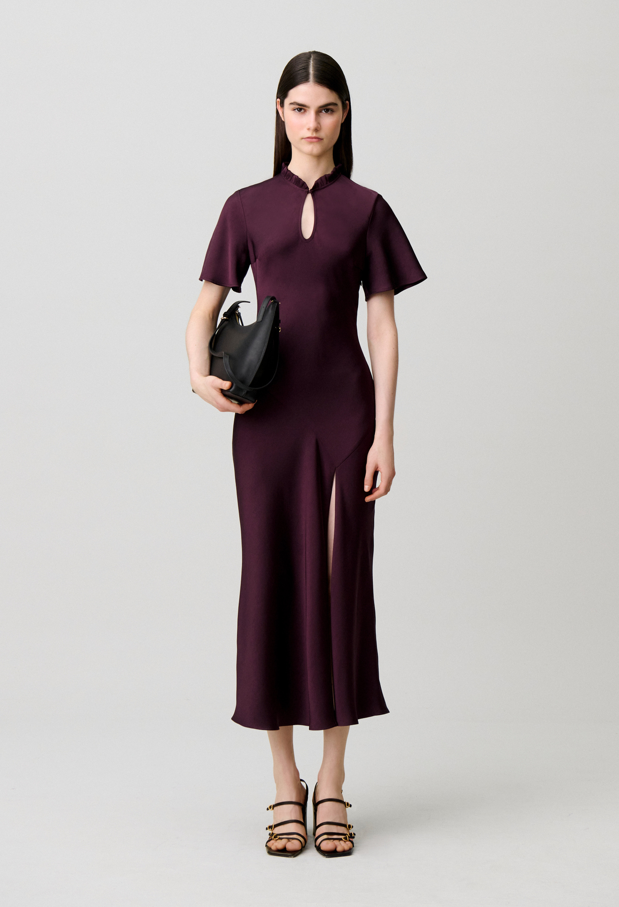 Vestido fluido cuello victoriano - Mujer - Dark dahlia - Claudie Pierlot